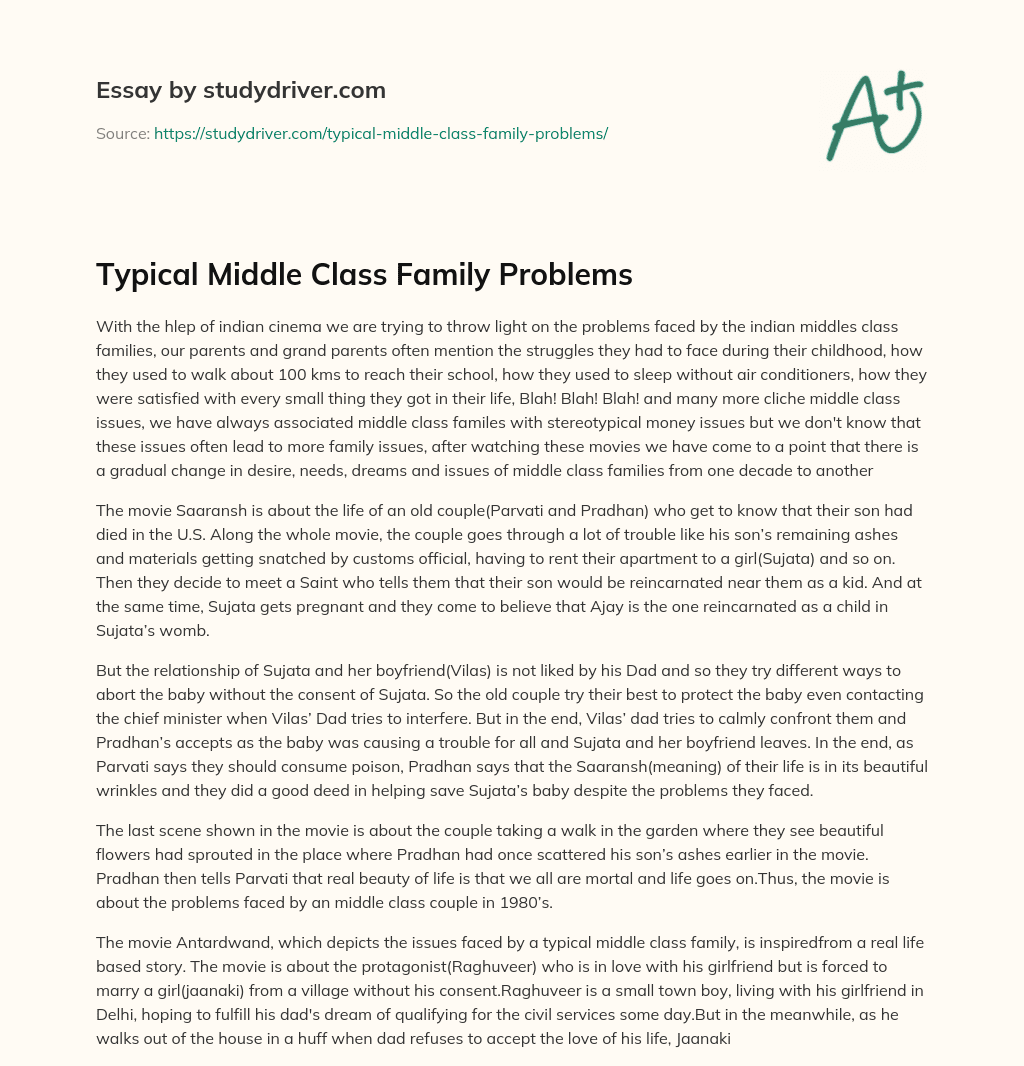Typical Middle Class Family Problems essay