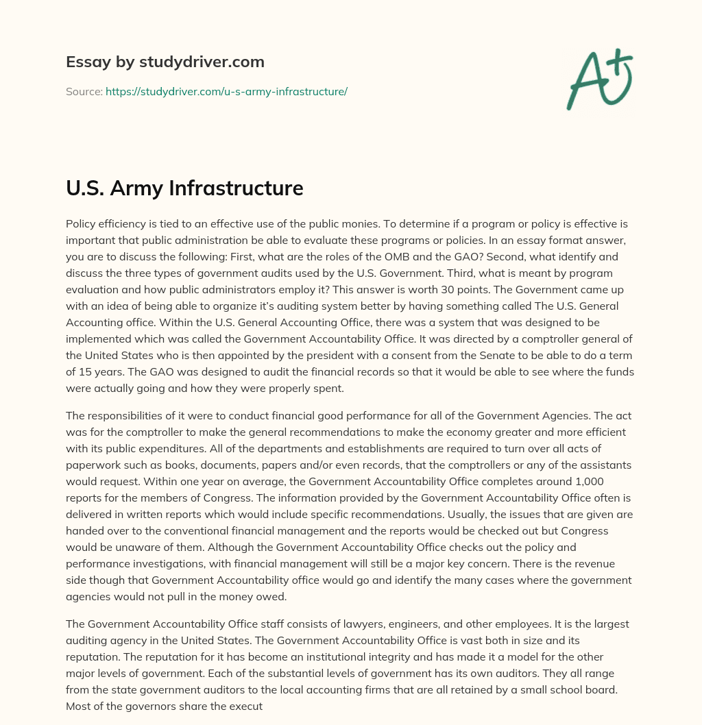 U.S. Army Infrastructure essay