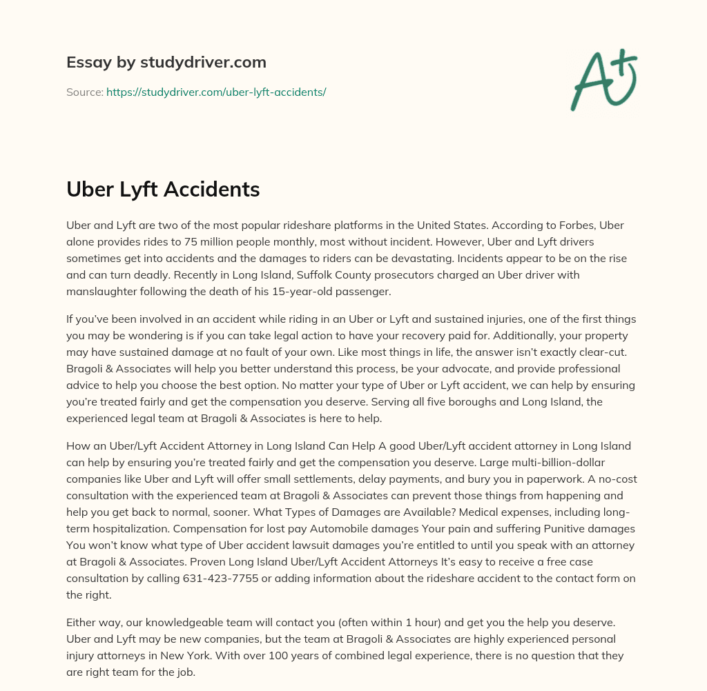 Uber Lyft Accidents essay