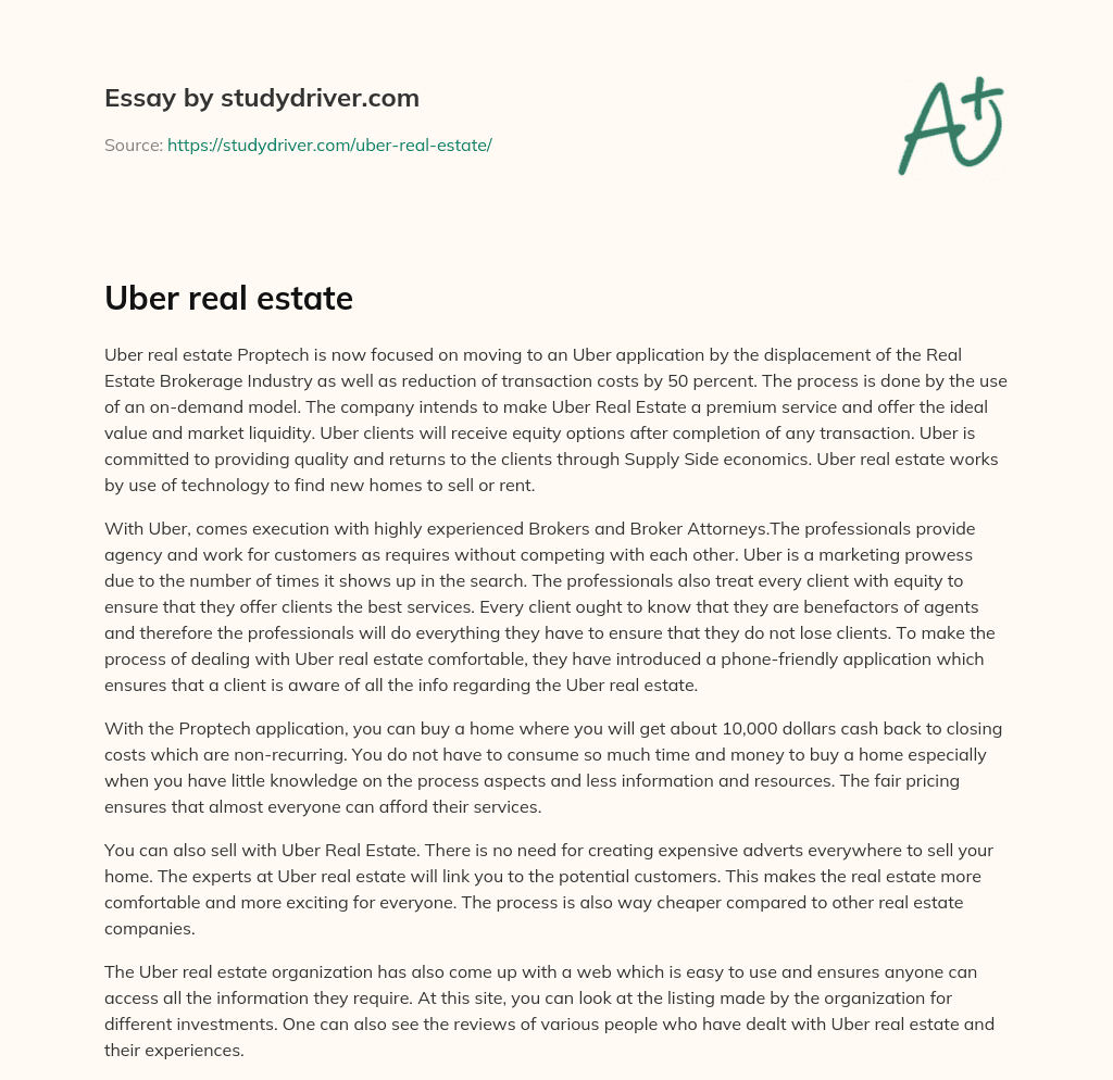 Uber Real Estate essay