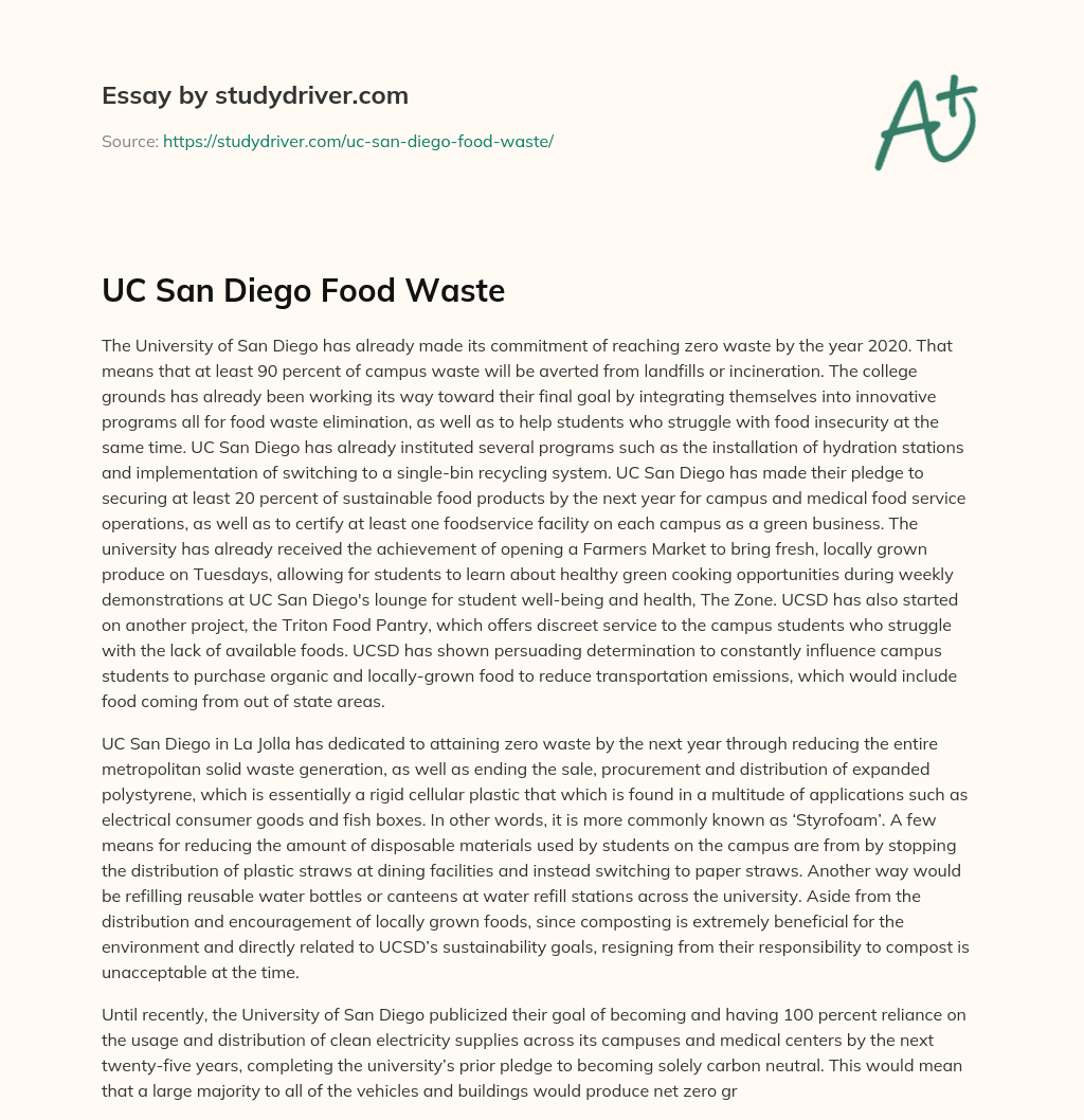 UC San Diego Food Waste essay