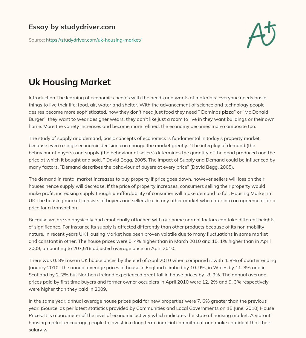 Uk Housing Market essay