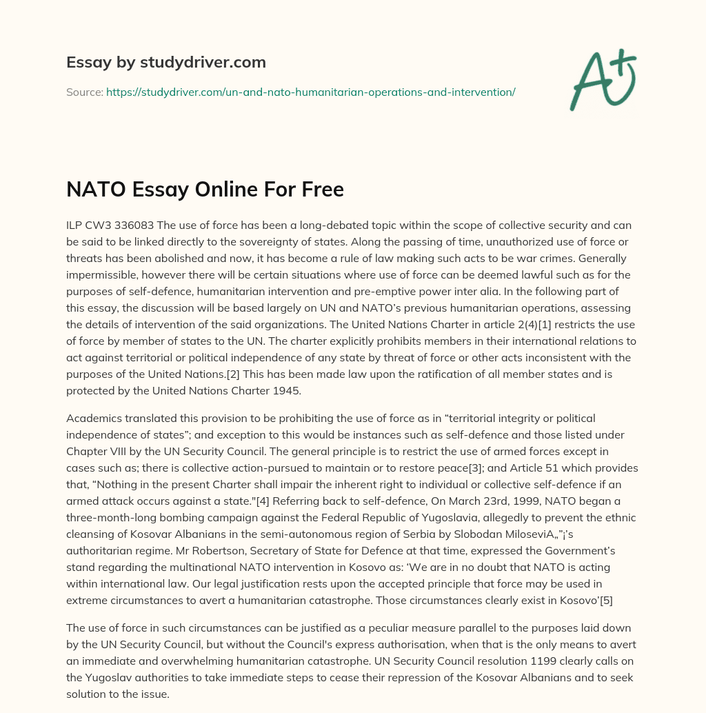 NATO Essay Online for Free essay