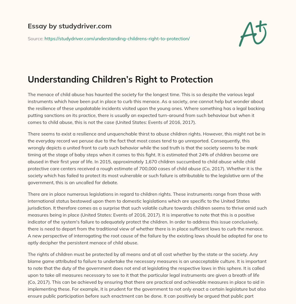 Understanding Children’s Right to Protection essay