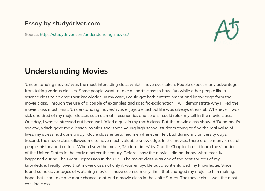 Understanding Movies essay