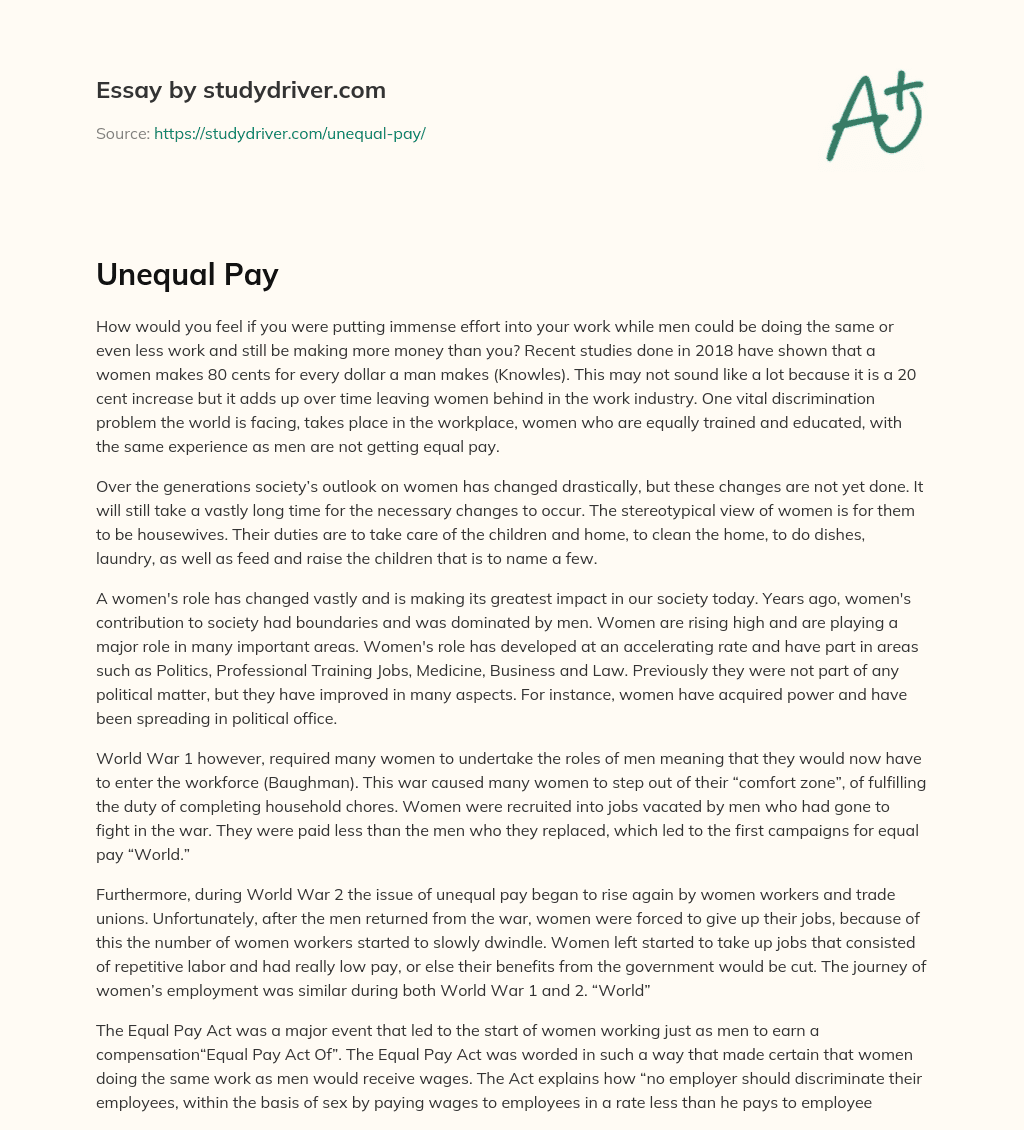 Unequal Pay essay
