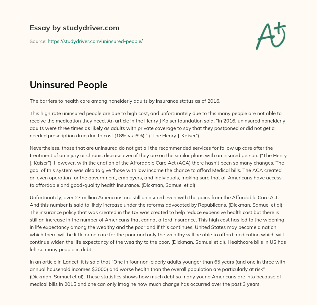 Uninsured People essay
