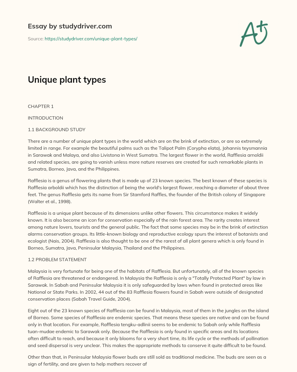 Unique Plant Types essay