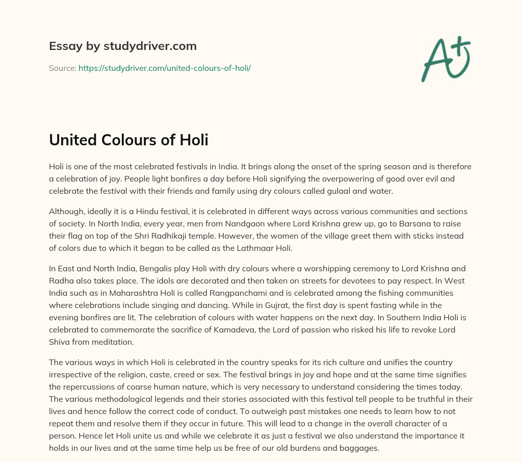 United Colours of Holi essay