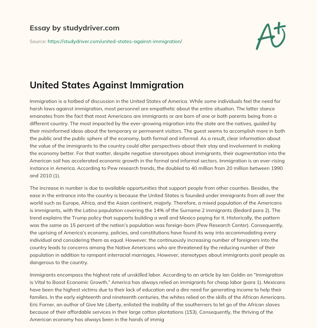 United States against Immigration essay