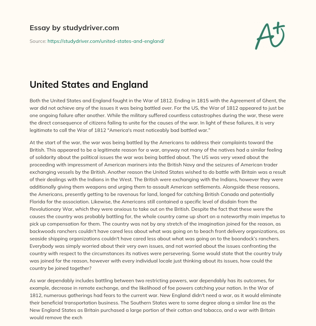 United States and England essay