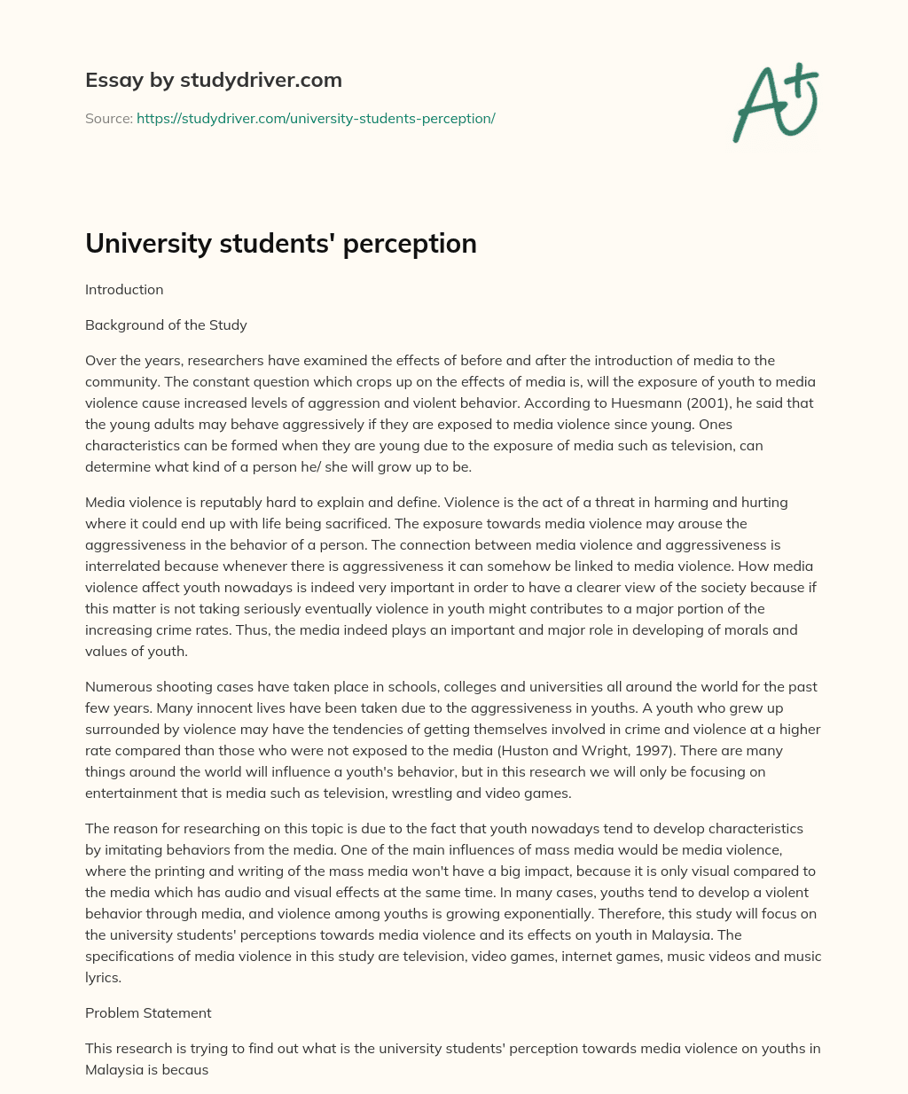 University Students’ Perception essay