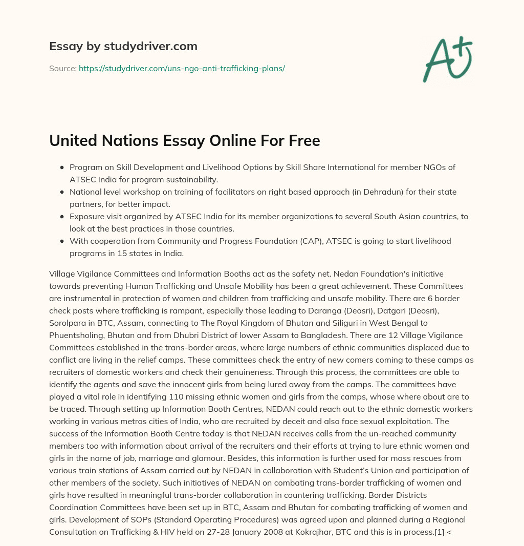 United Nations Essay Online for Free essay