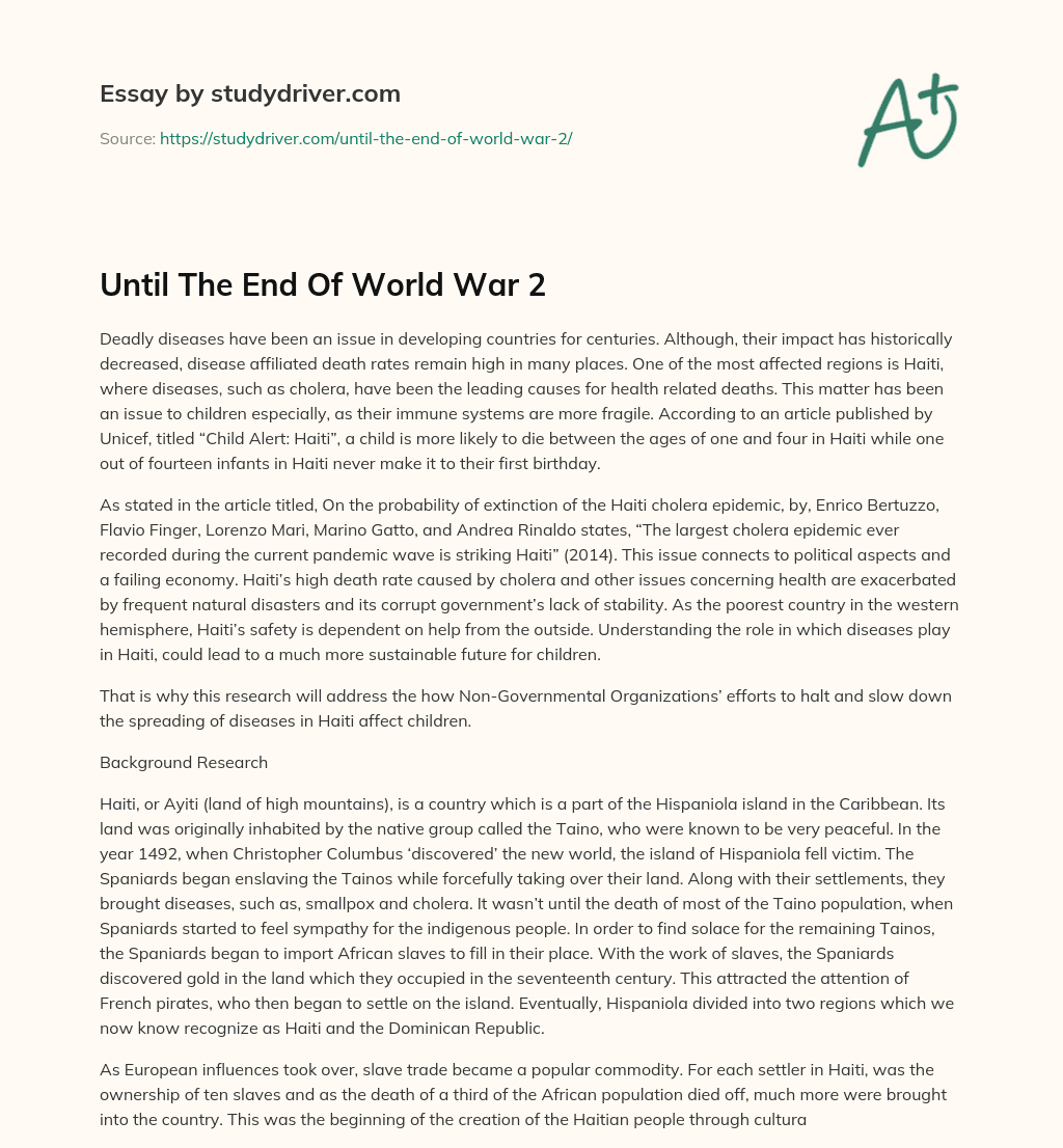 Until the End of World War 2 essay