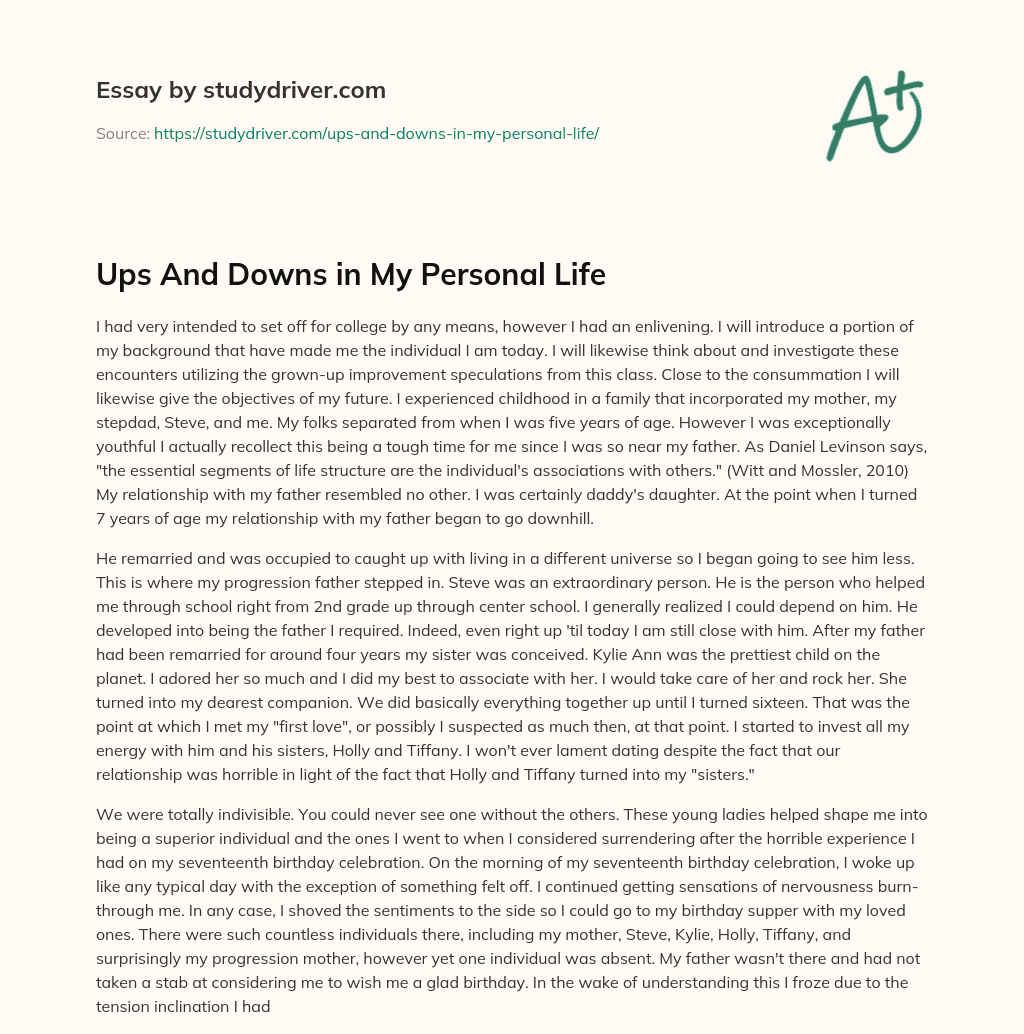 Ups and Downs in my Personal Life essay