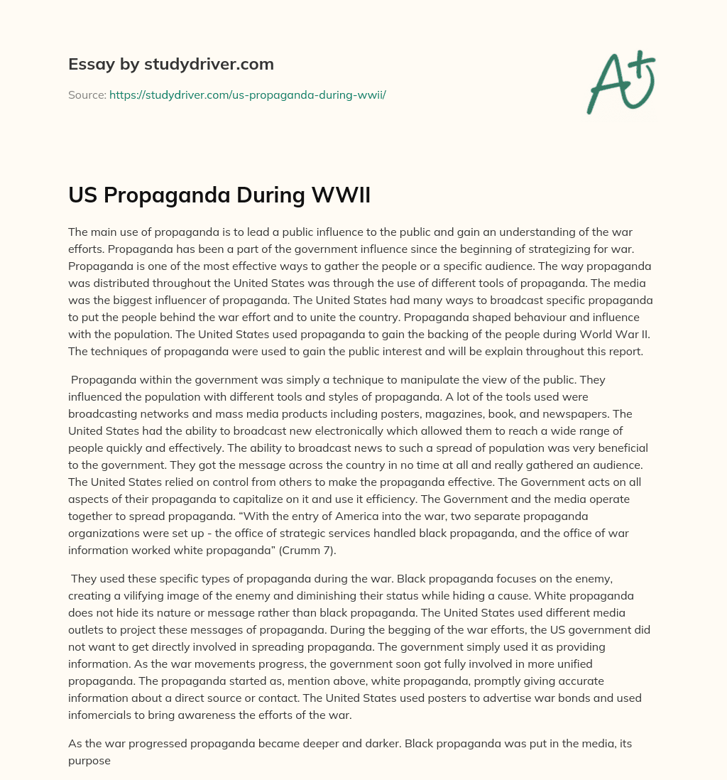 US Propaganda during WWII essay
