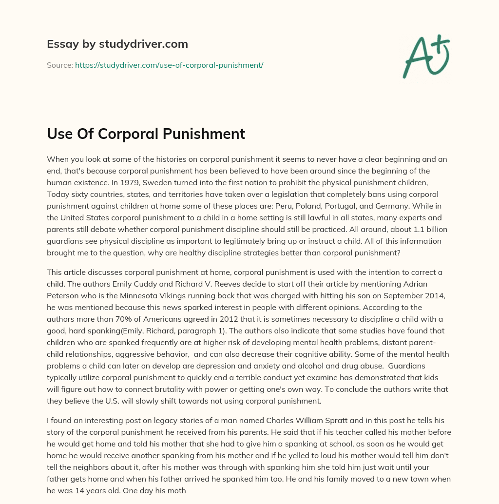 Use of Corporal Punishment essay