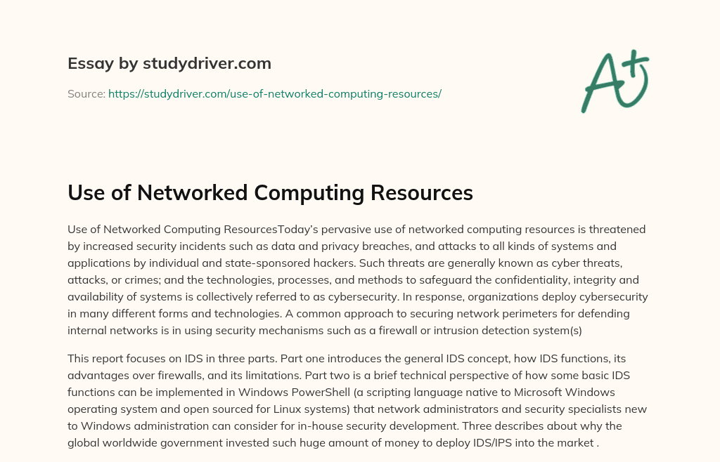 Use of Networked Computing Resources essay