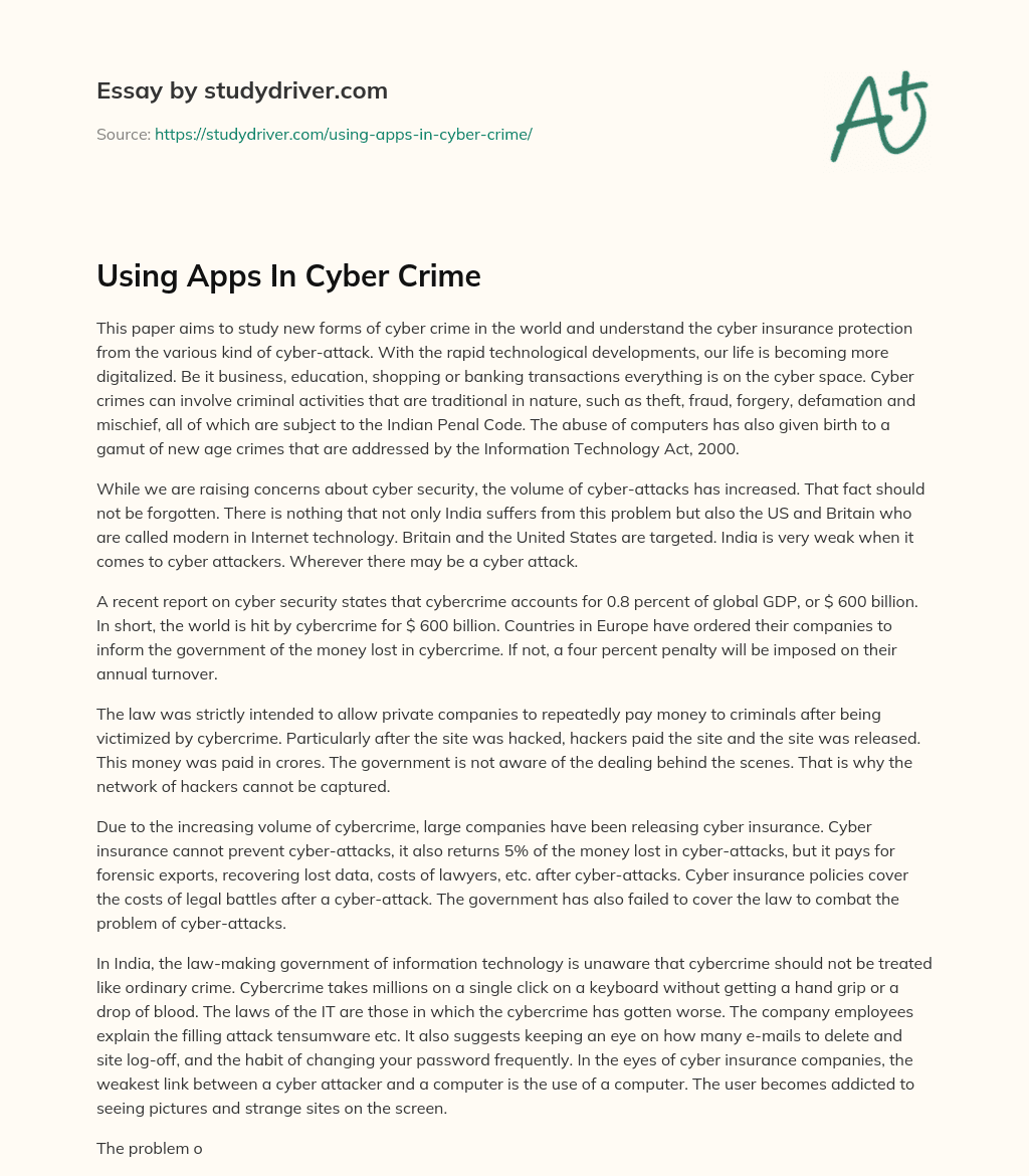 Using Apps in Cyber Crime essay