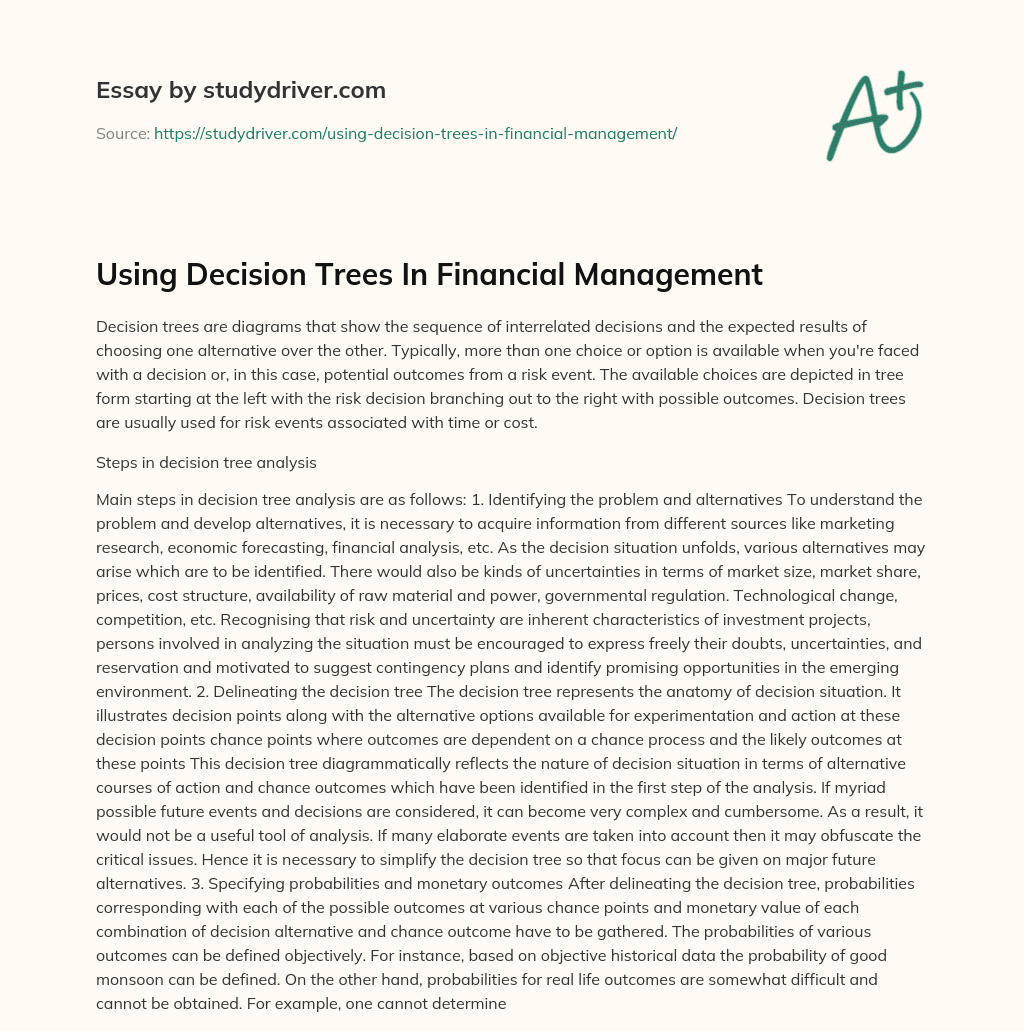 Using Decision Trees in Financial Management essay