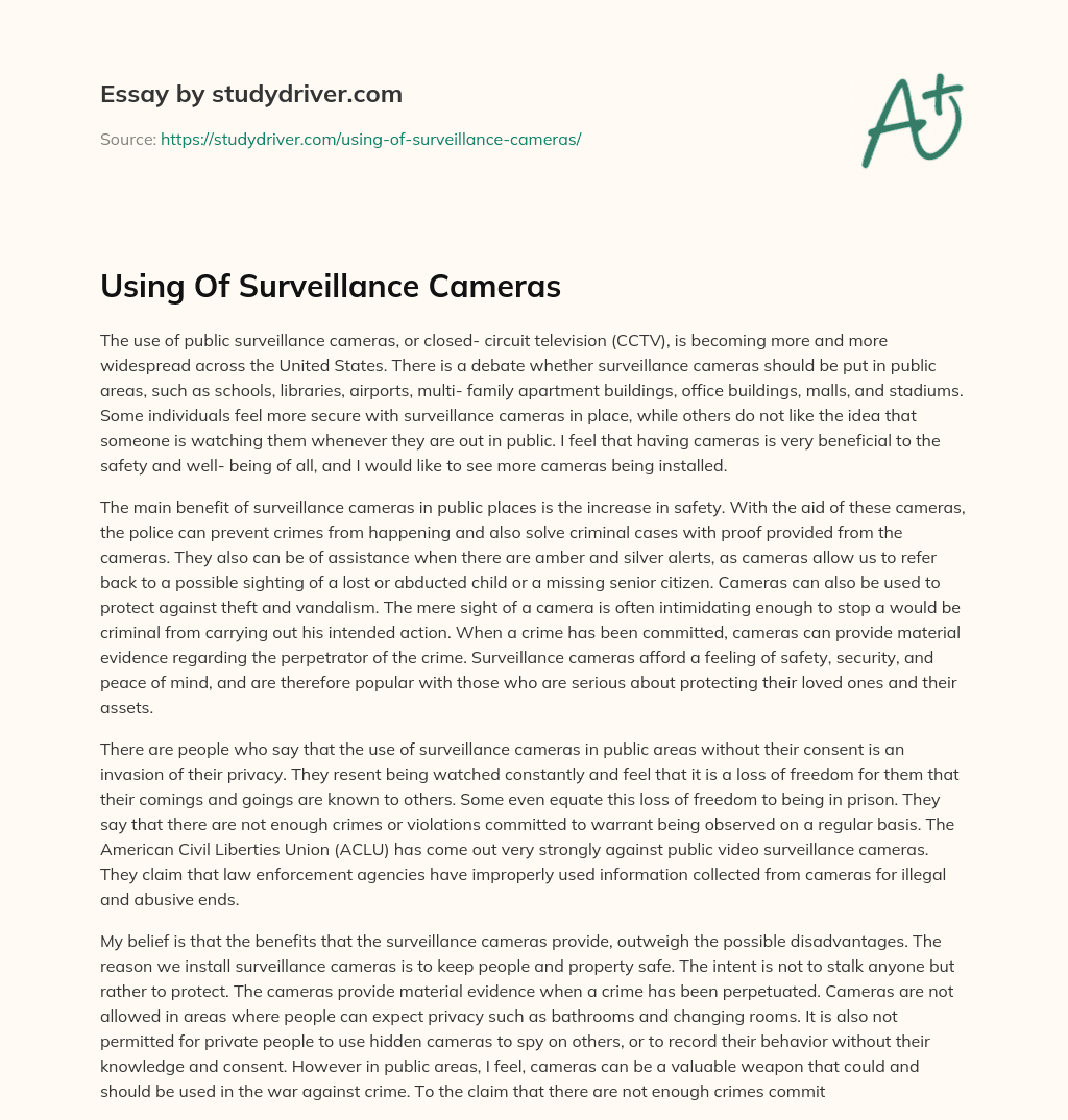 Using of Surveillance Cameras essay