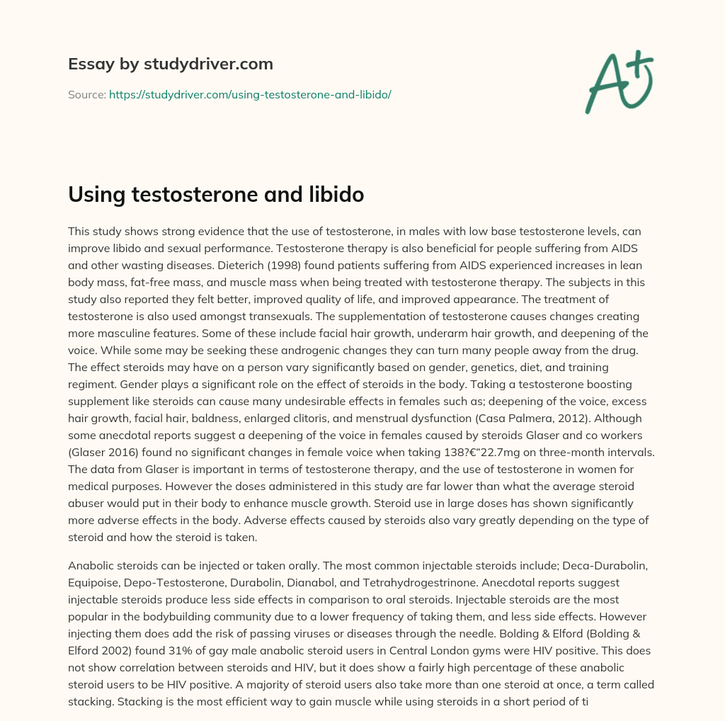 Using Testosterone and Libido essay