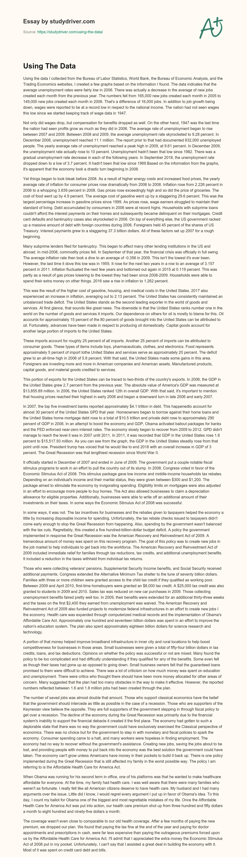 Using the Data essay