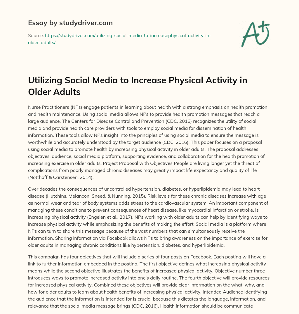 Utilizing Social Media to Increase Physical Activity in Older Adults essay