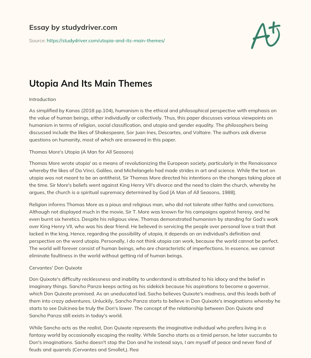 Utopia and its Main Themes essay