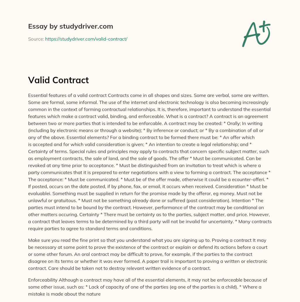 Valid Contract essay