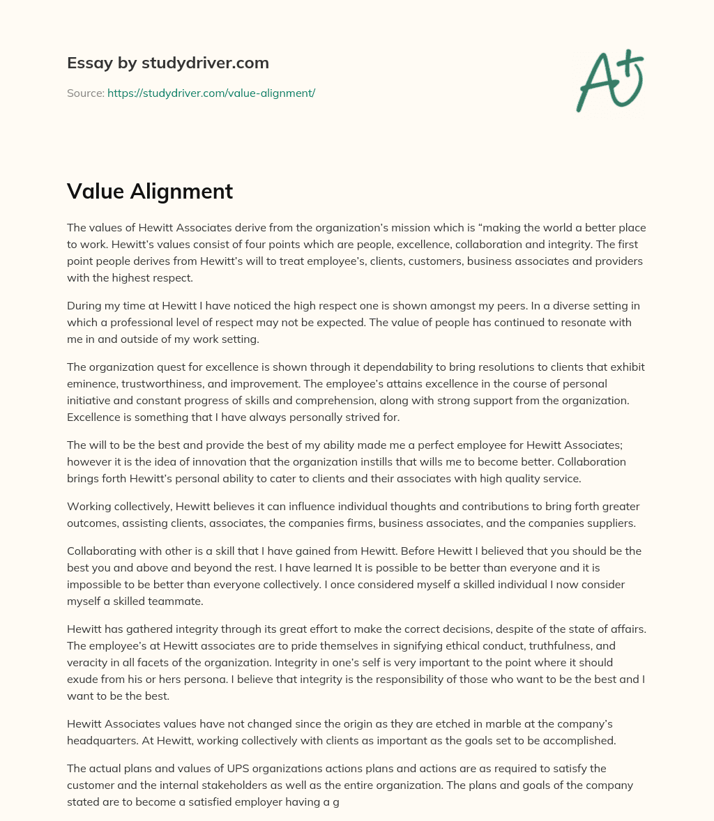 Value Alignment essay