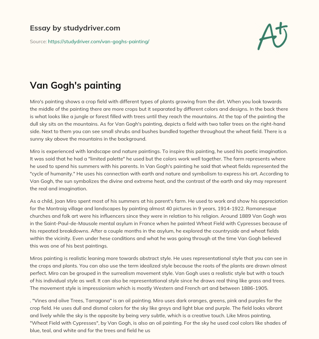 Van Gogh’s Painting essay