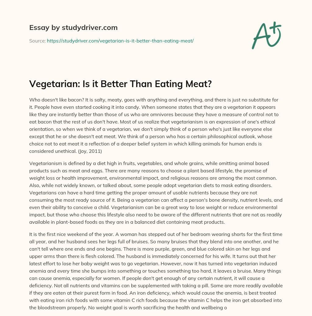 Vegetarian: is it Better than Eating Meat? essay