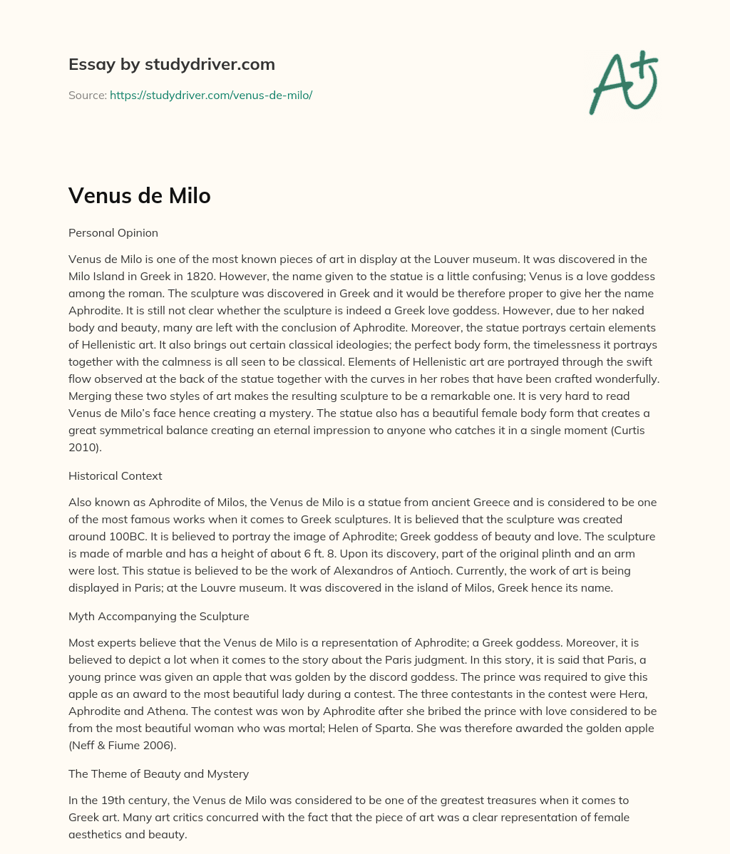 Venus De Milo essay