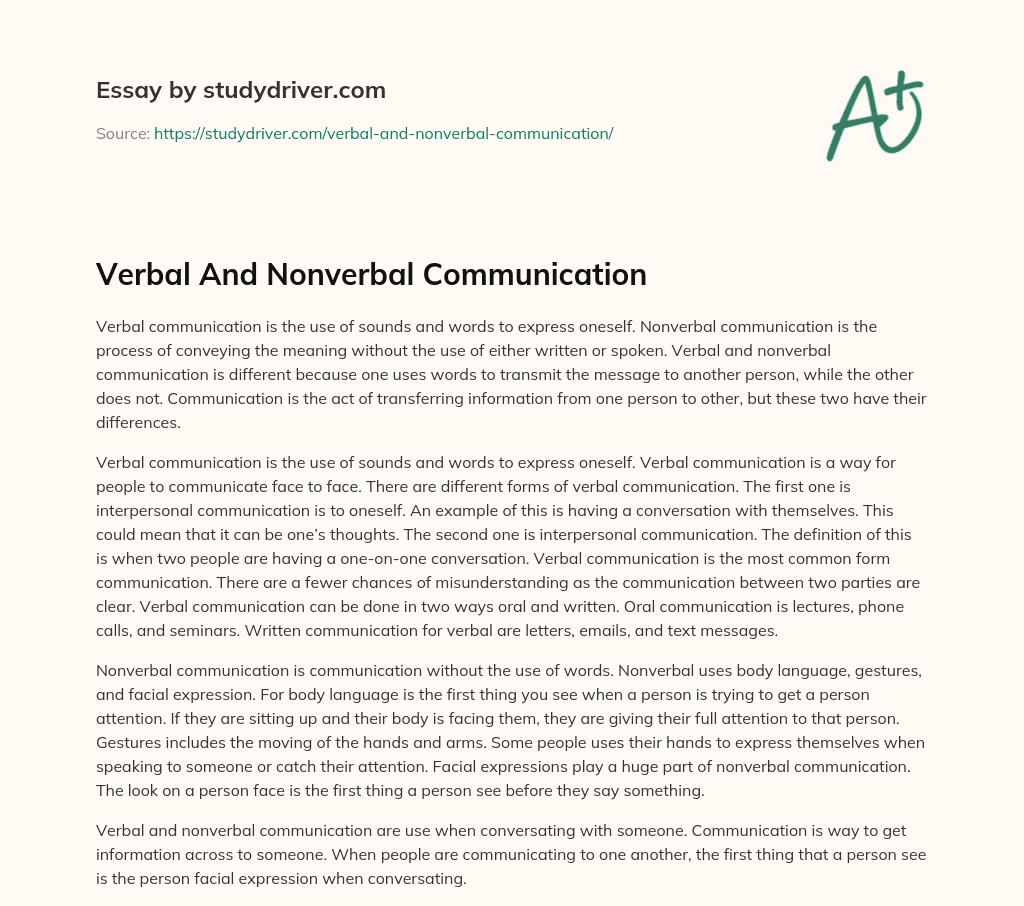 Verbal and Nonverbal Communication essay