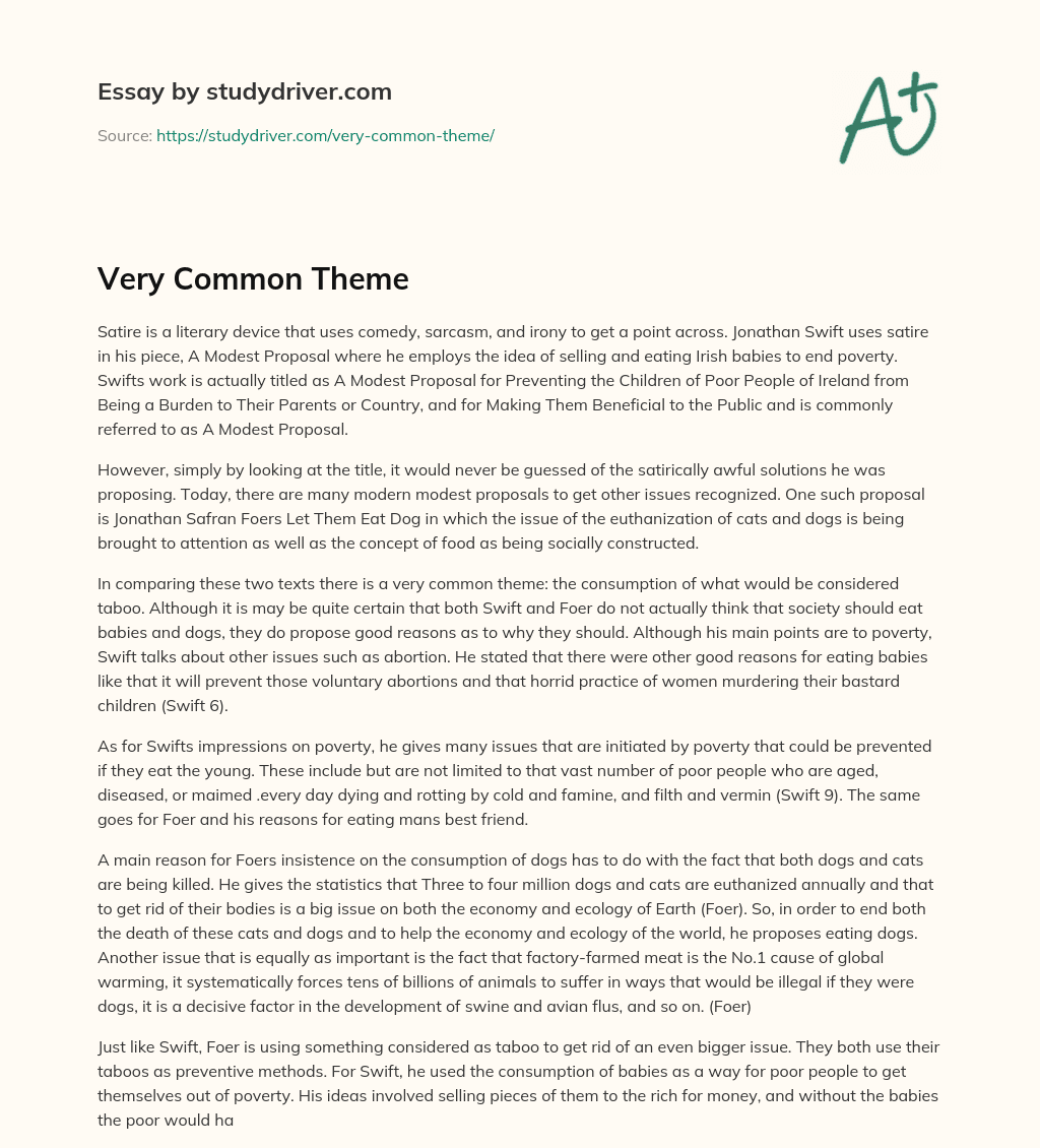 Very Common Theme essay