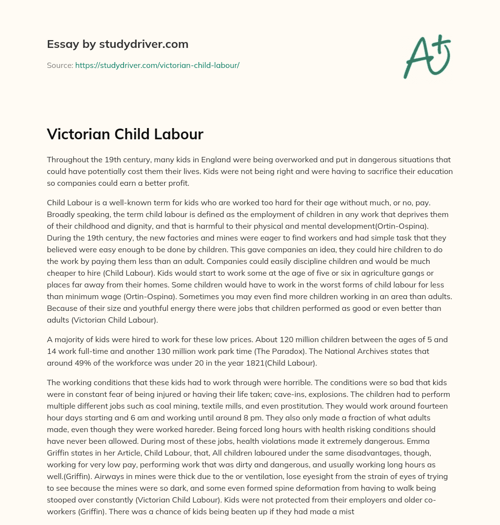 Victorian Child Labour essay