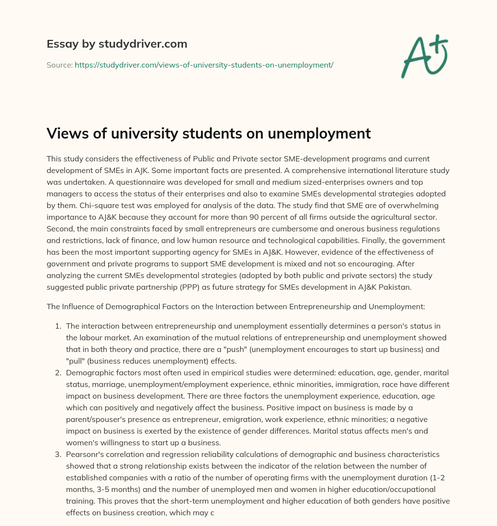 Views of University Students on Unemployment essay
