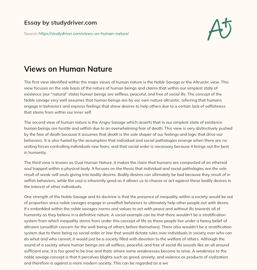 Views on Human Nature essay