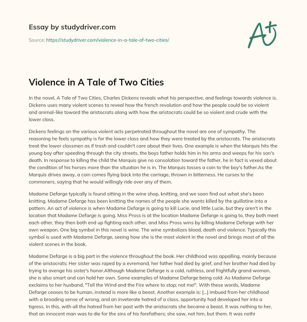 Violence in a Tale of Two Cities essay