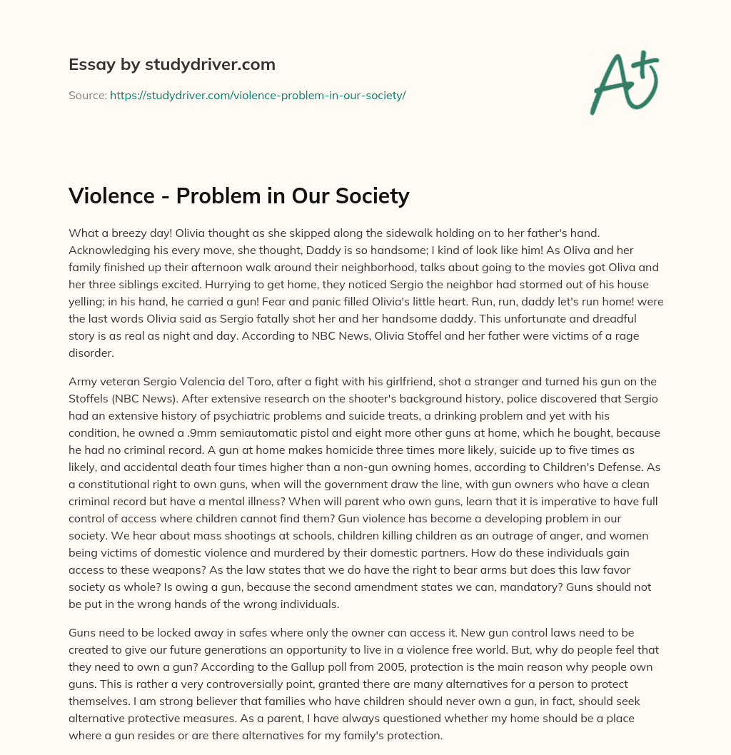 Violence – Problem in our Society essay