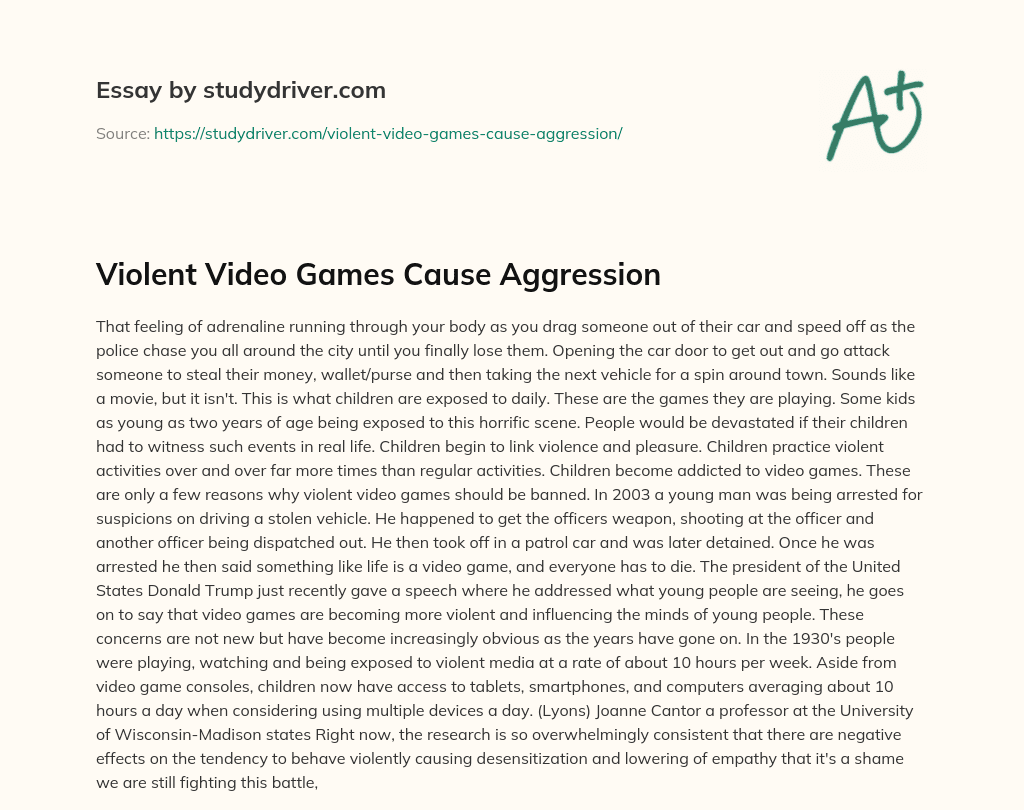 Violent Video Games Cause Aggression essay