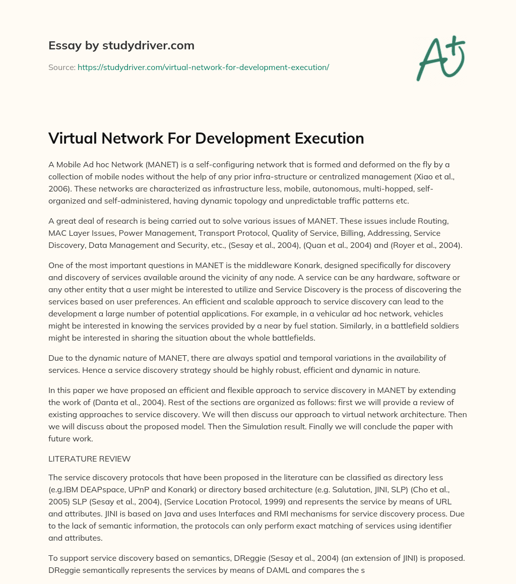 Virtual Network for Development Execution essay