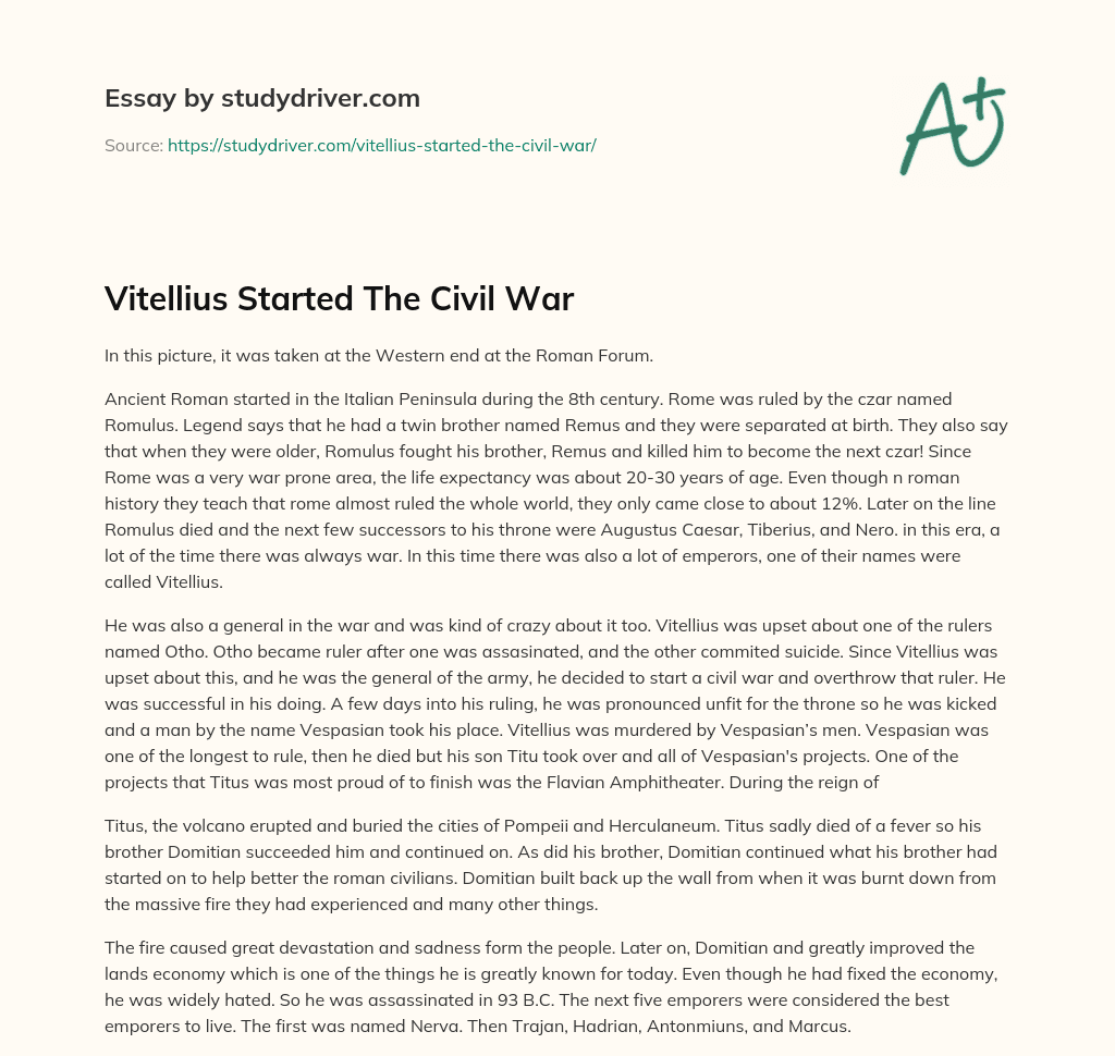 Vitellius Started the Civil War essay