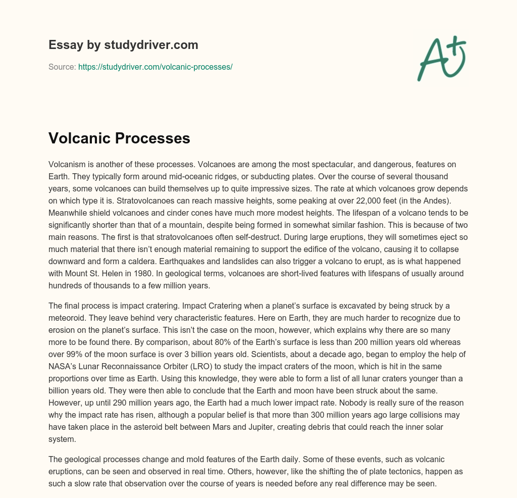 Volcanic Processes essay