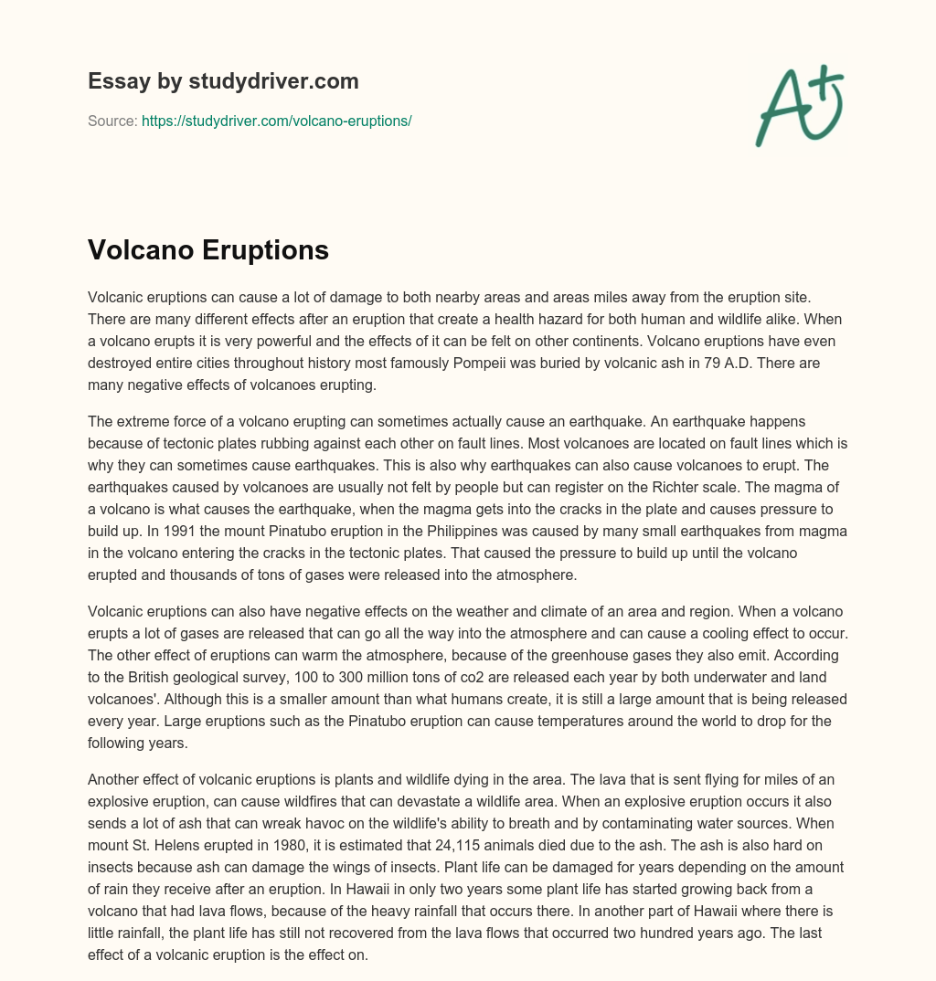Volcano Eruptions essay