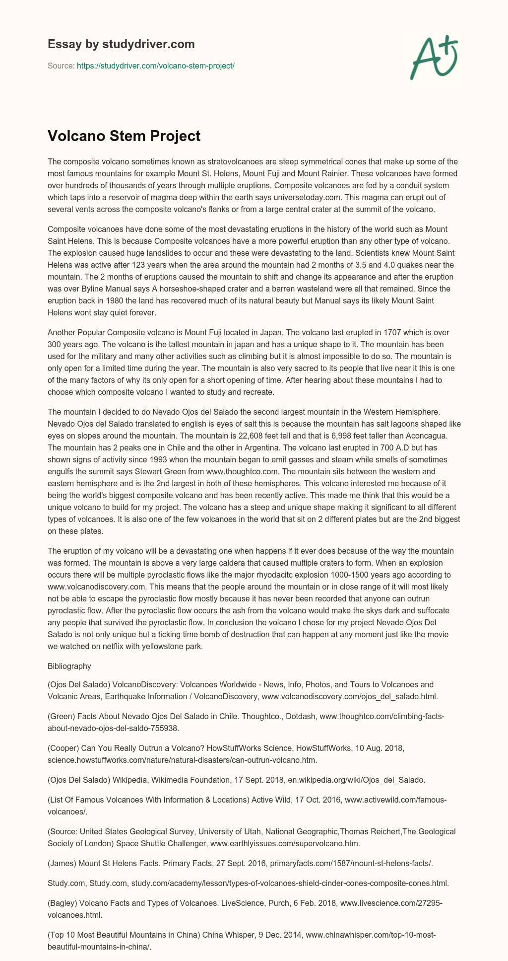 Volcano Stem Project essay