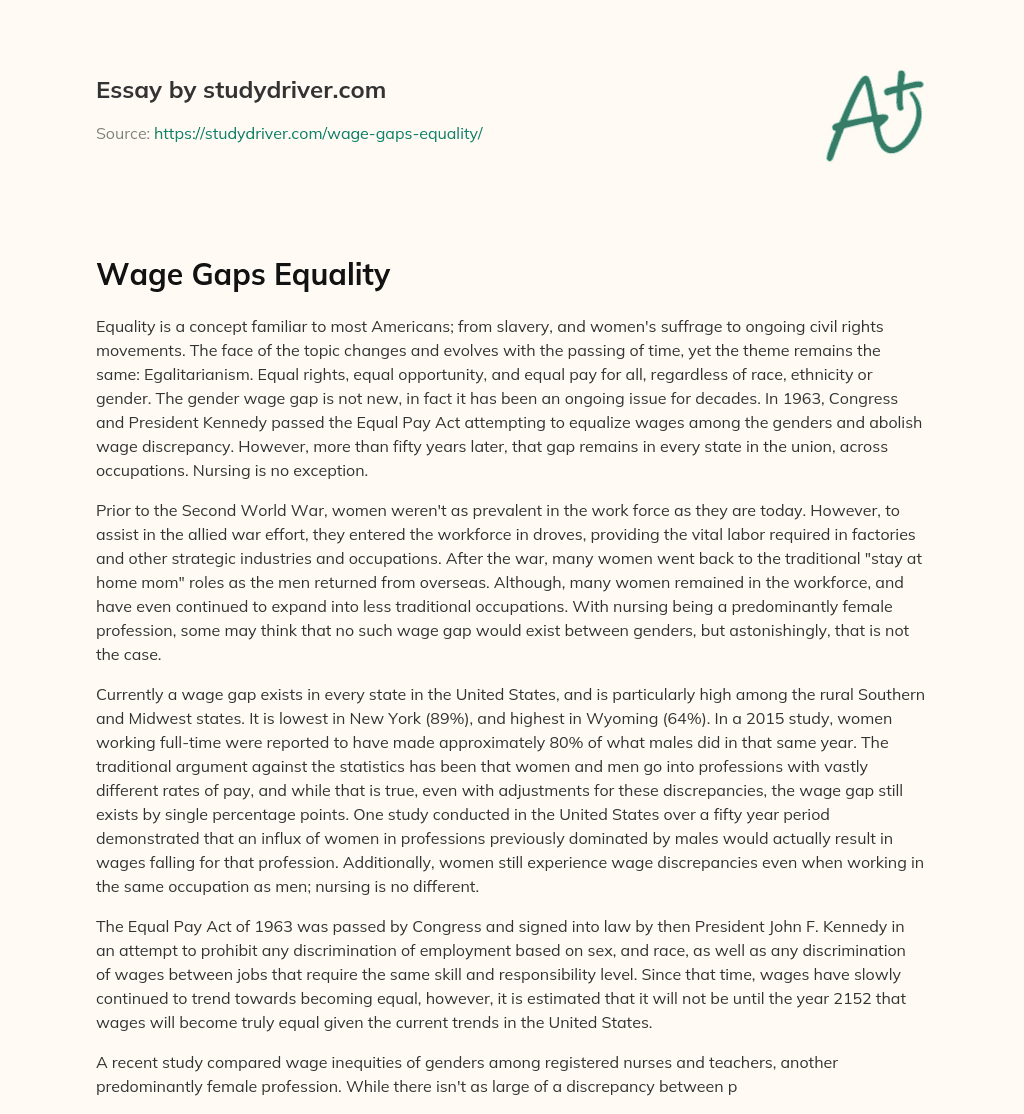 Wage Gaps Equality essay