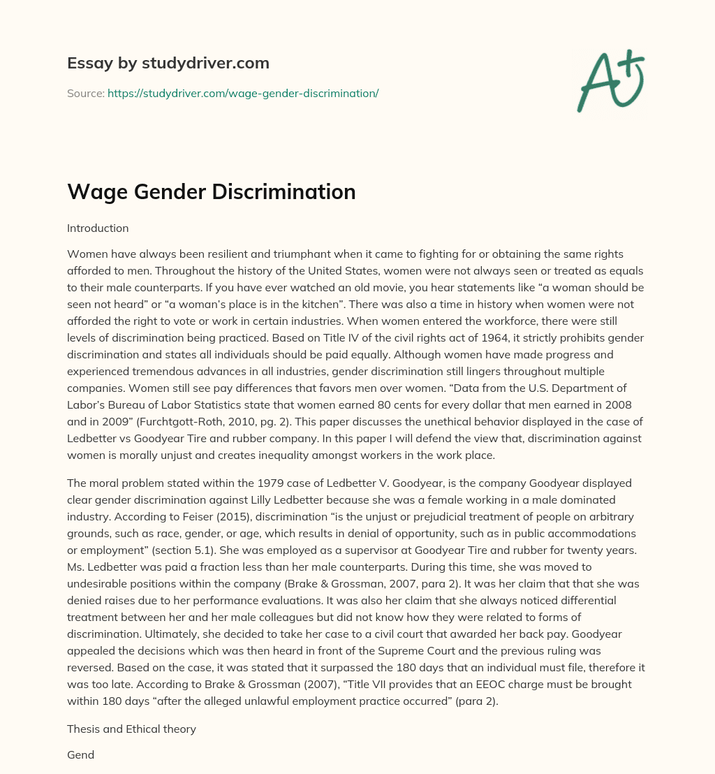Wage Gender Discrimination essay