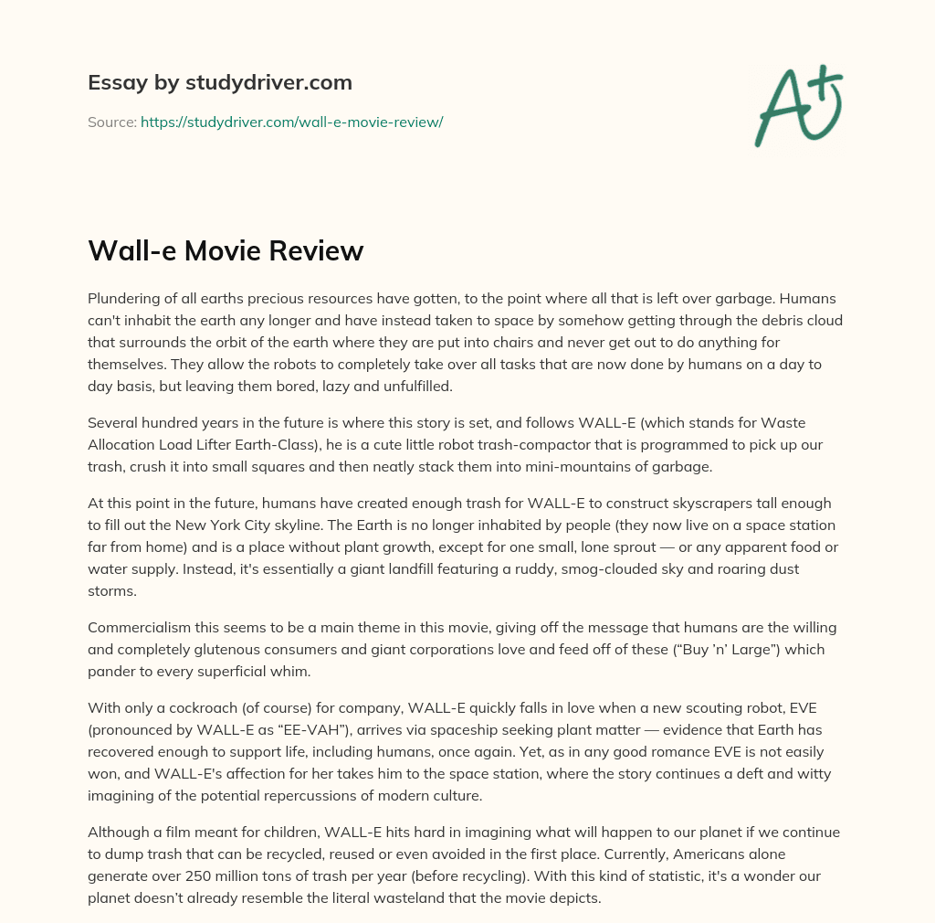 Wall-e Movie Review essay